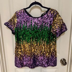 Sequin Mardi Gras Top